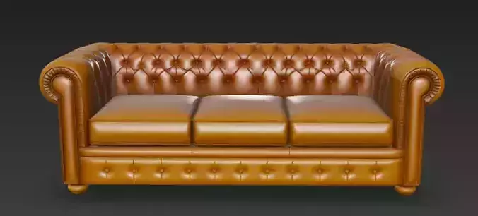 Classic Chesterfield Sofa 3D Model 3D model