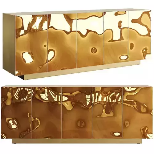 Francois Corbeau Bronze Bas Relief Credenza Five Doors