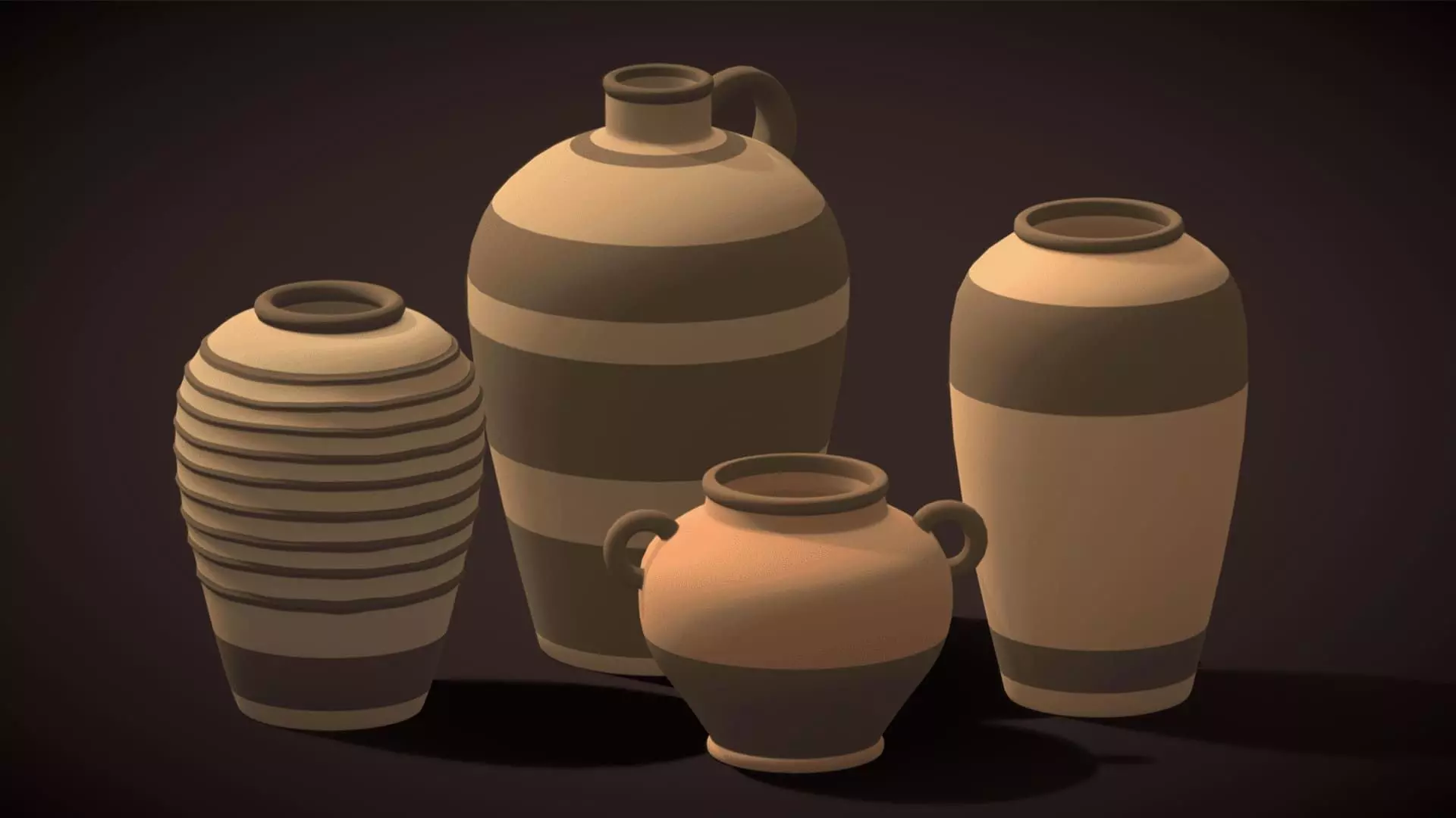 Clay Vases Pack - Clay Color Variety - Low Poly Free low-poly 3D model
