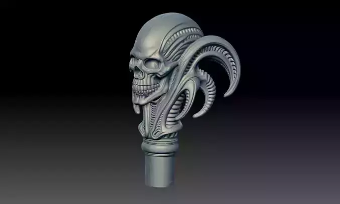 Alien style Skull Staff Head