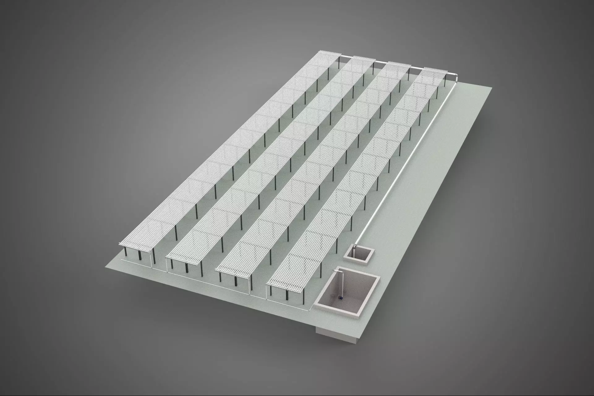 LAYOUT PARALLEL ROWS PLANT CROP FARM MODERN CULTIVATION FACTORY 3D model