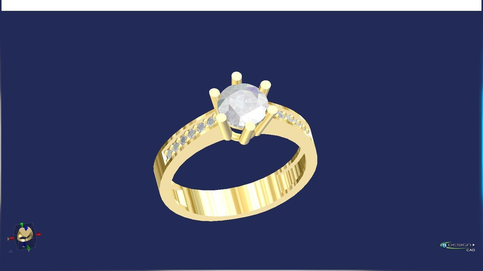 Engagement ring with round dia 3D print model_0