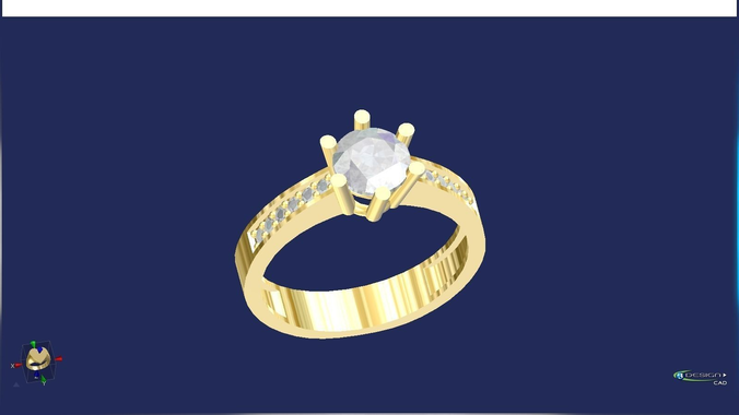 Engagement ring with round dia 3D print model