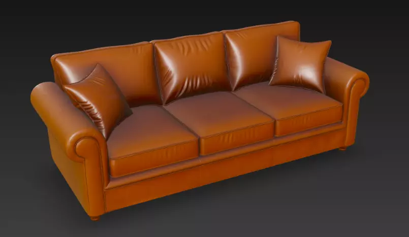 Leather Sofa 3D Model 3D model_4