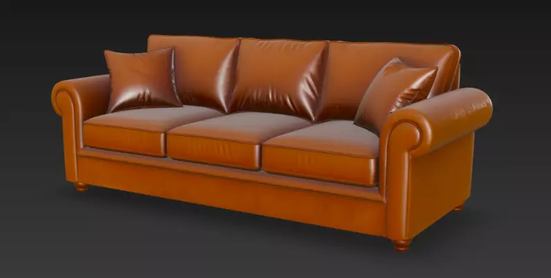 Leather Sofa 3D Model 3D model_2