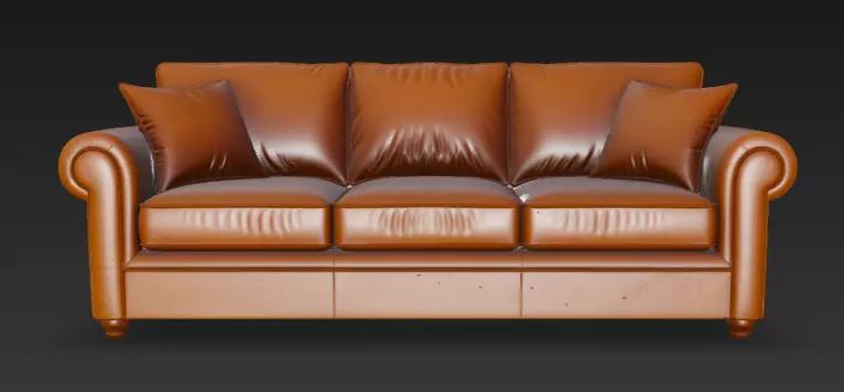 Leather Sofa 3D Model 3D model_3