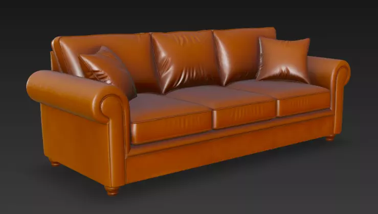 Leather Sofa 3D Model 3D model_1