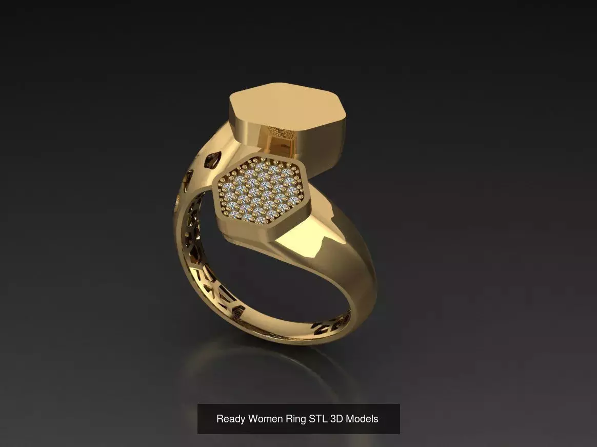 Women Gold Ring  Models  100pcs 3D Model Collection_44
