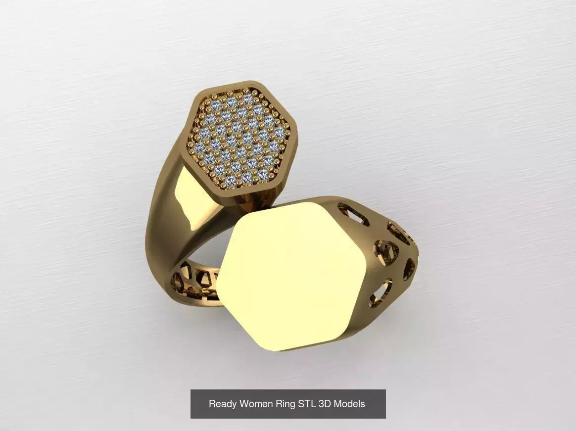 Women Gold Ring  Models  100pcs 3D Model Collection_63