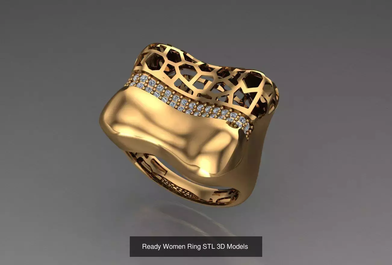 Women Gold Ring  Models  100pcs 3D Model Collection_105