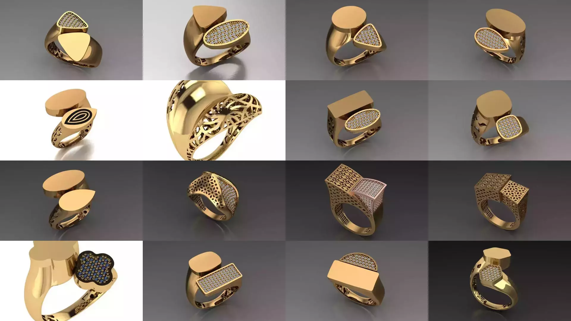 Women Gold Ring  Models  100pcs 3D Model Collection_1