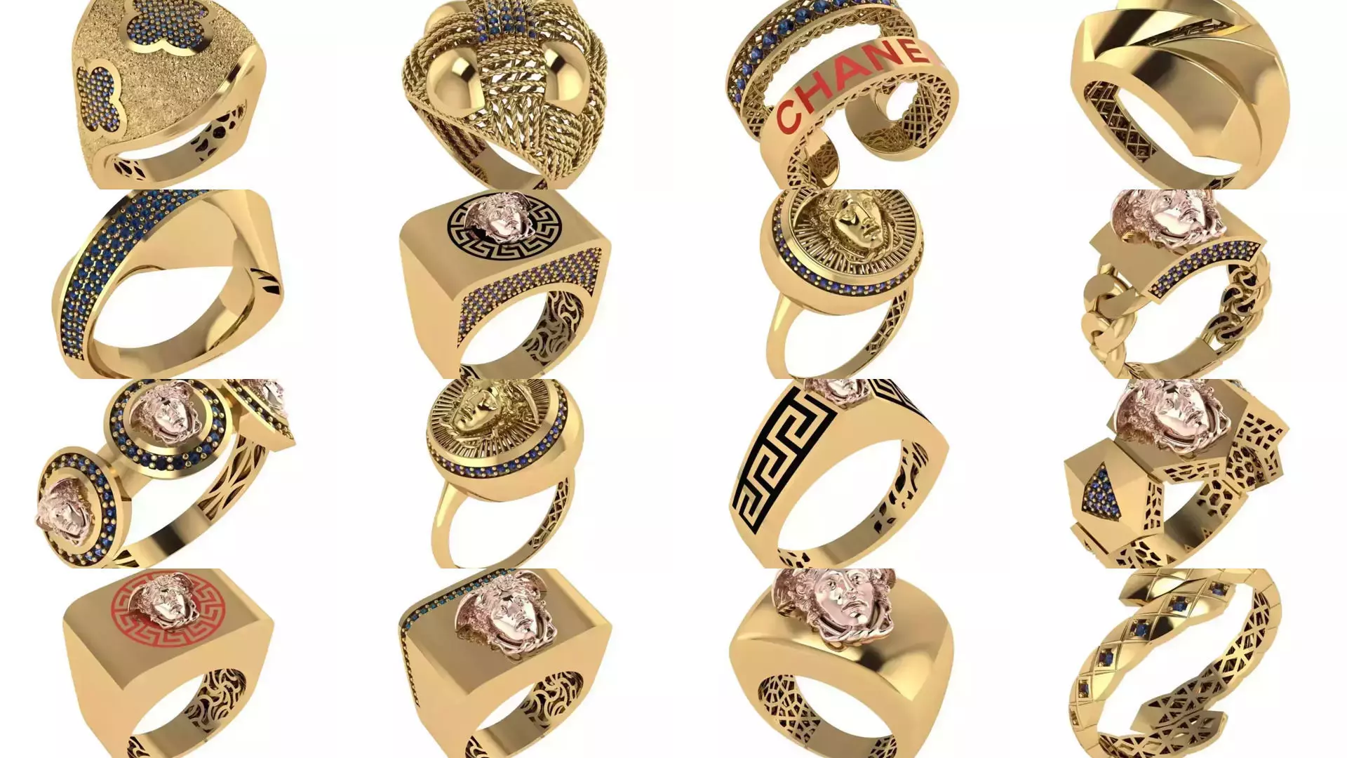 Women Gold Ring  Models  100pcs 3D Model Collection_7