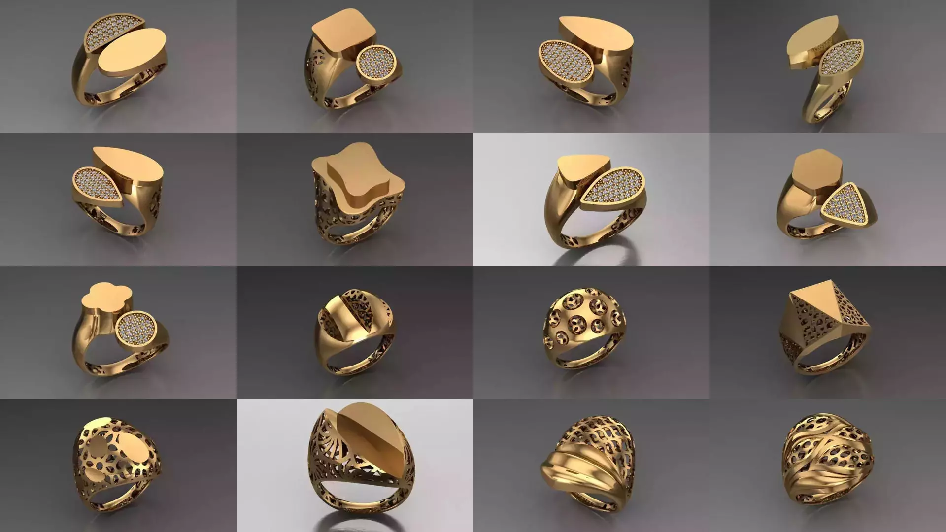 Women Gold Ring  Models  100pcs 3D Model Collection_3