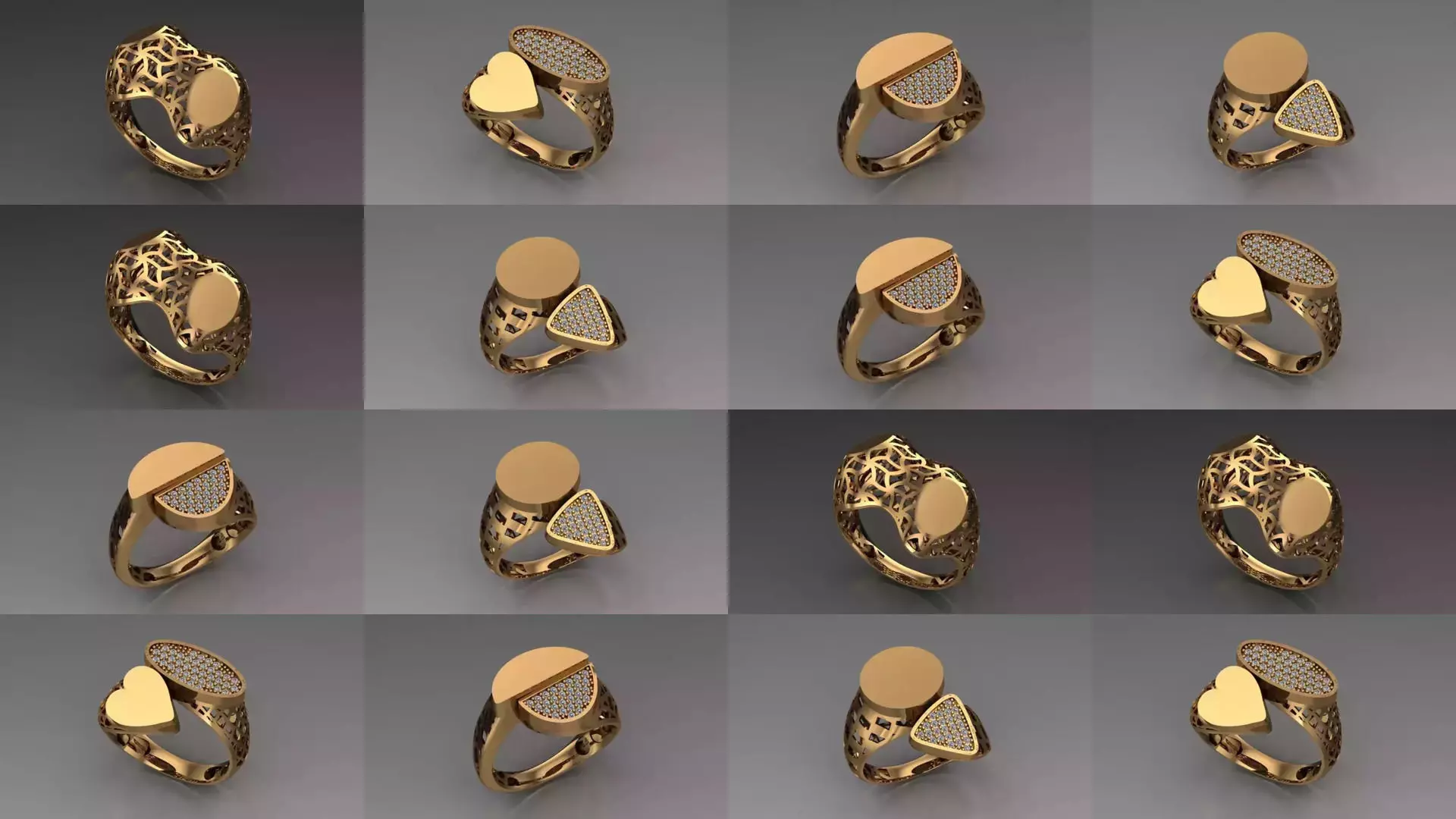 Women Gold Ring  Models  100pcs 3D Model Collection_11
