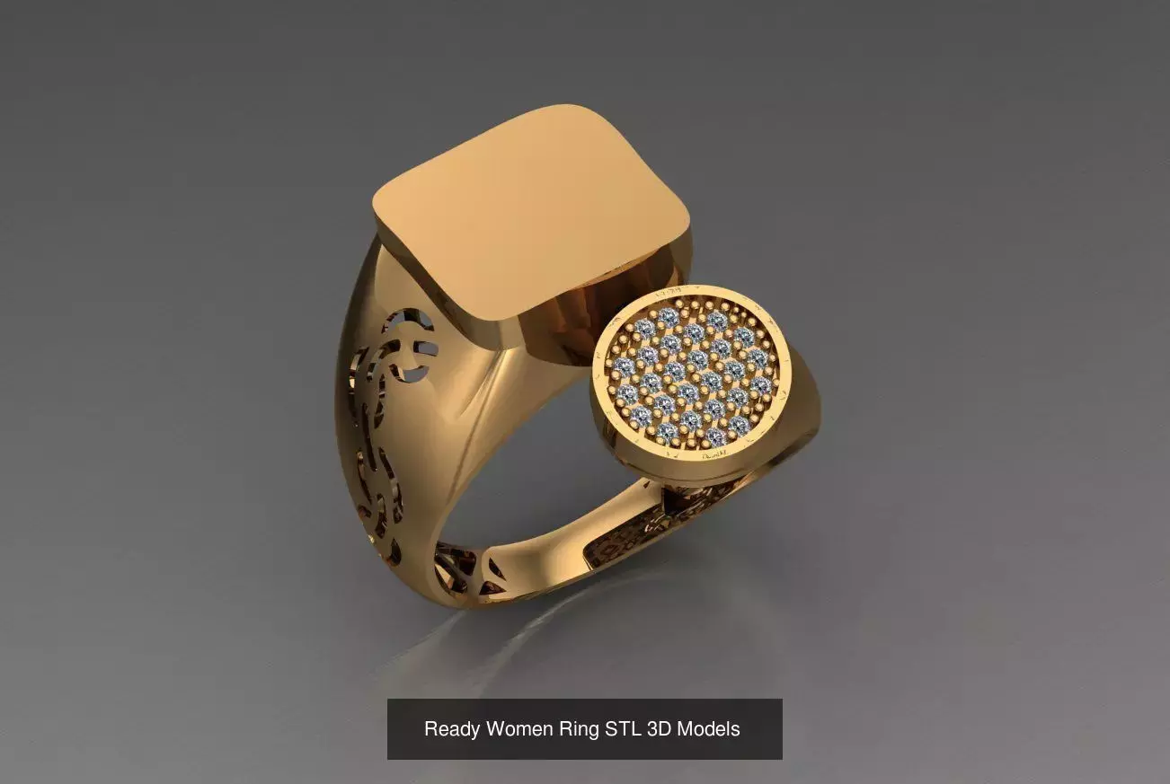 Women Gold Ring  Models  100pcs 3D Model Collection_46