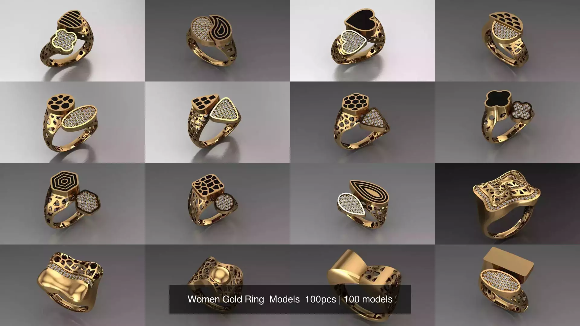 Women Gold Ring  Models  100pcs 3D Model Collection_10