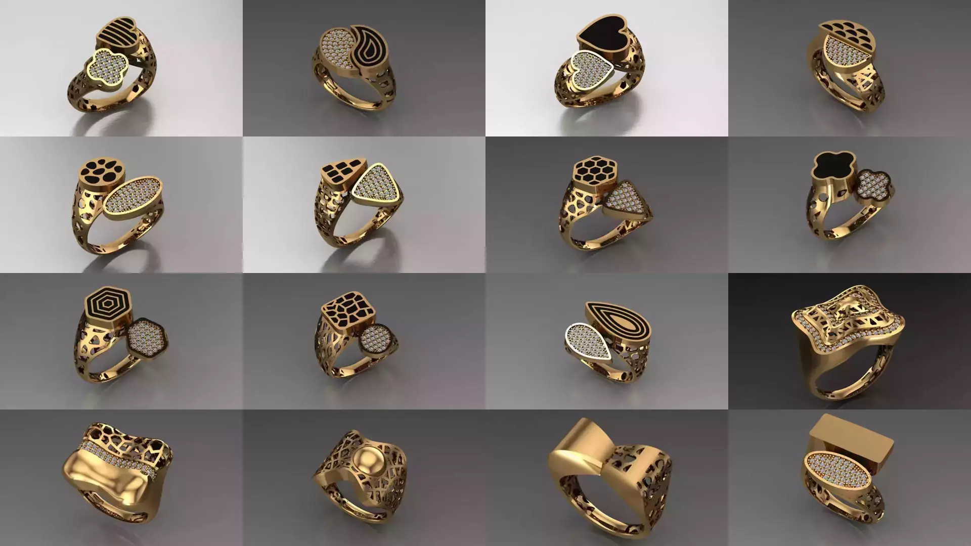 Women Gold Ring  Models  100pcs 3D Model Collection_9