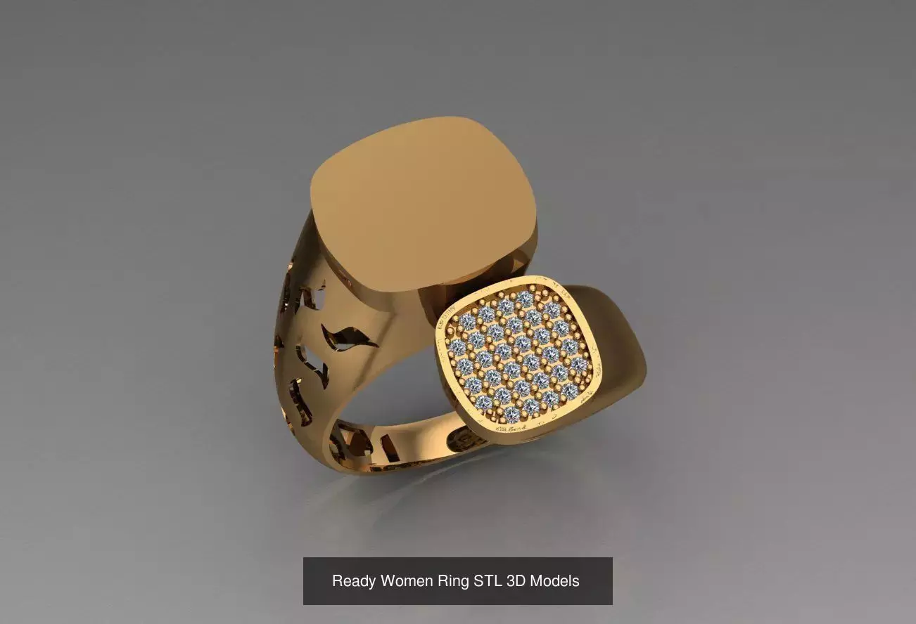 Women Gold Ring  Models  100pcs 3D Model Collection_36