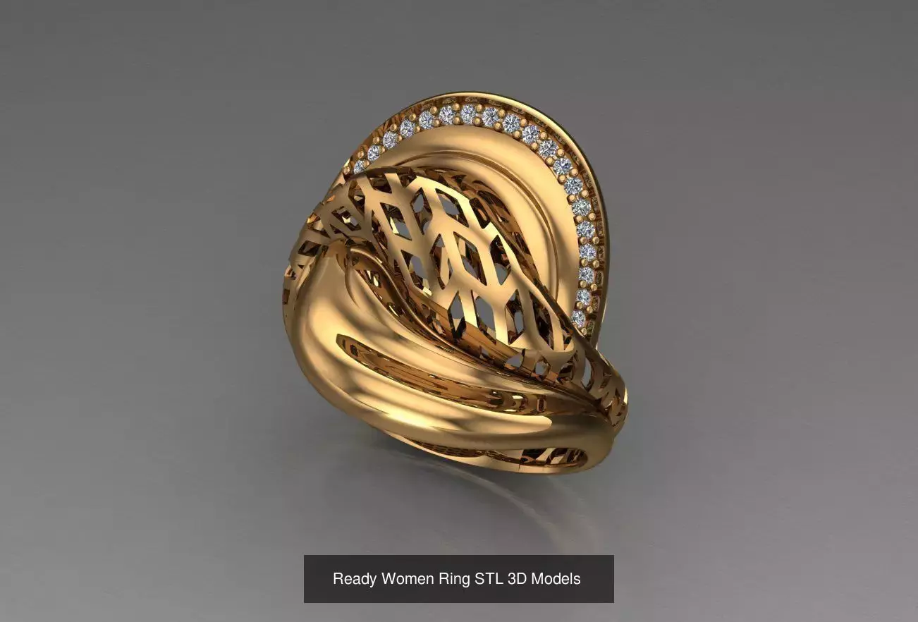Women Gold Ring  Models  100pcs 3D Model Collection_68