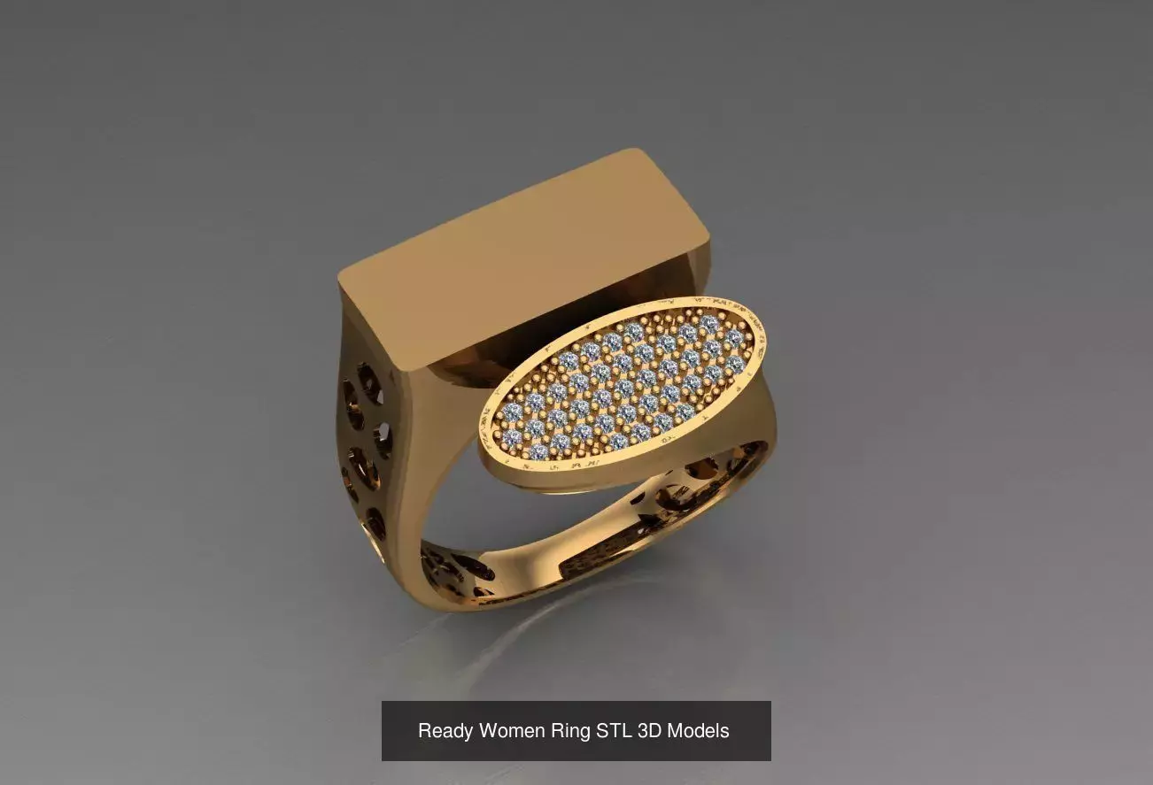 Women Gold Ring  Models  100pcs 3D Model Collection_35