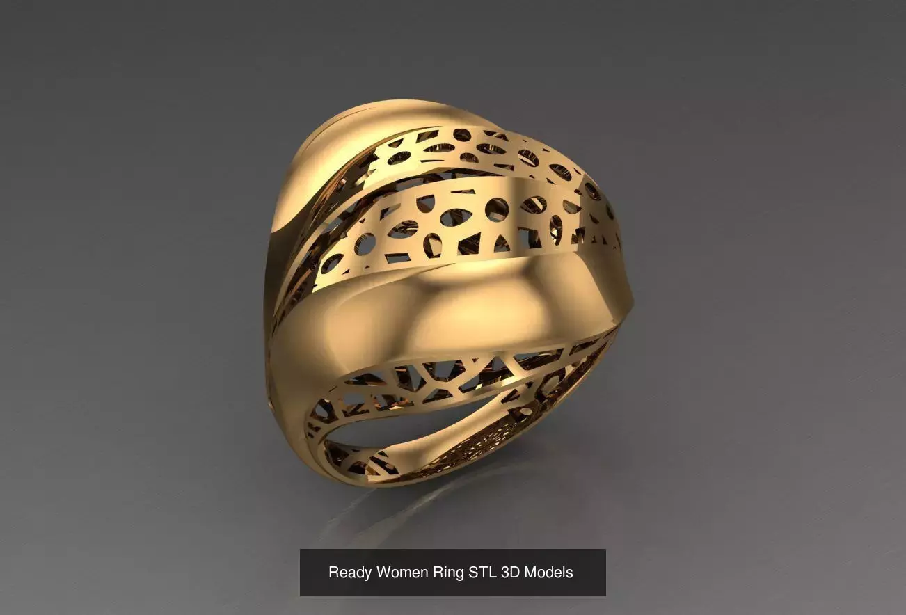 Women Gold Ring  Models  100pcs 3D Model Collection_61