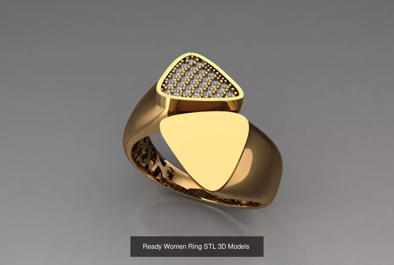 Women Gold Ring  Models  100pcs 3D Model Collection_29