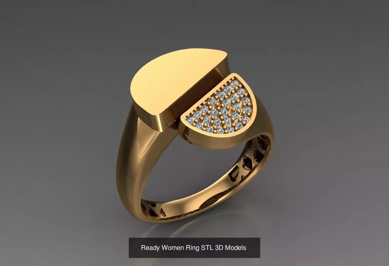 Women Gold Ring  Models  100pcs 3D Model Collection_23