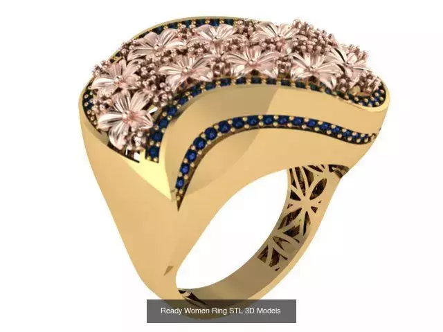 Women Gold Ring  Models  100pcs 3D Model Collection_17
