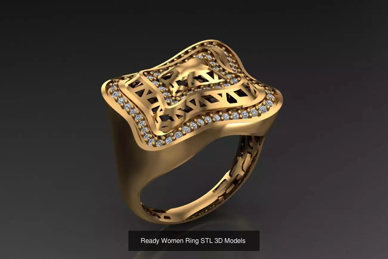 Women Gold Ring  Models  100pcs 3D Model Collection_104