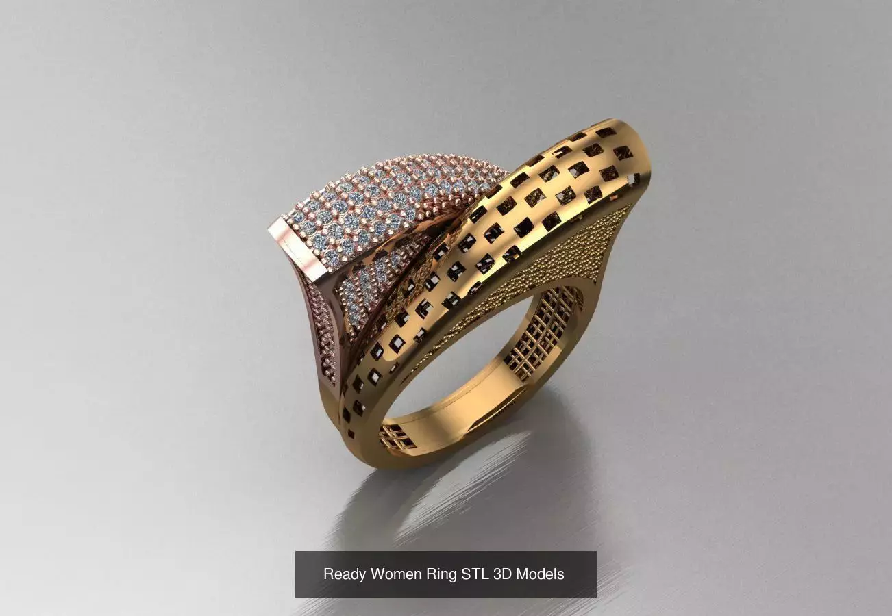 Women Gold Ring  Models  100pcs 3D Model Collection_70