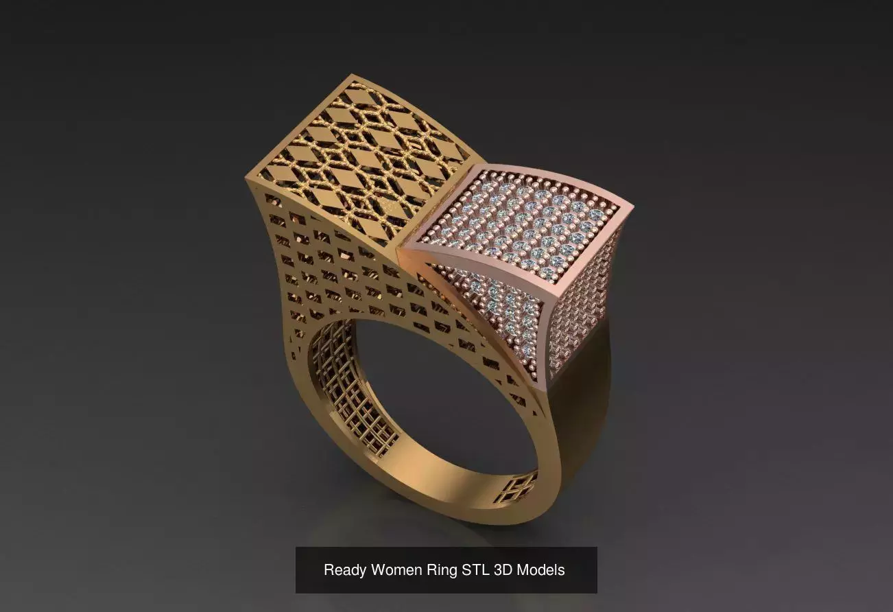 Women Gold Ring  Models  100pcs 3D Model Collection_39