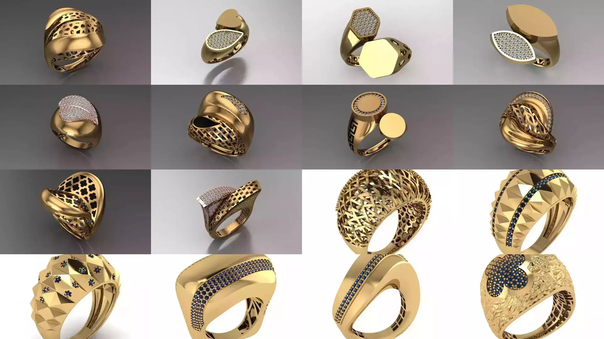 Women Gold Ring  Models  100pcs 3D Model Collection_5