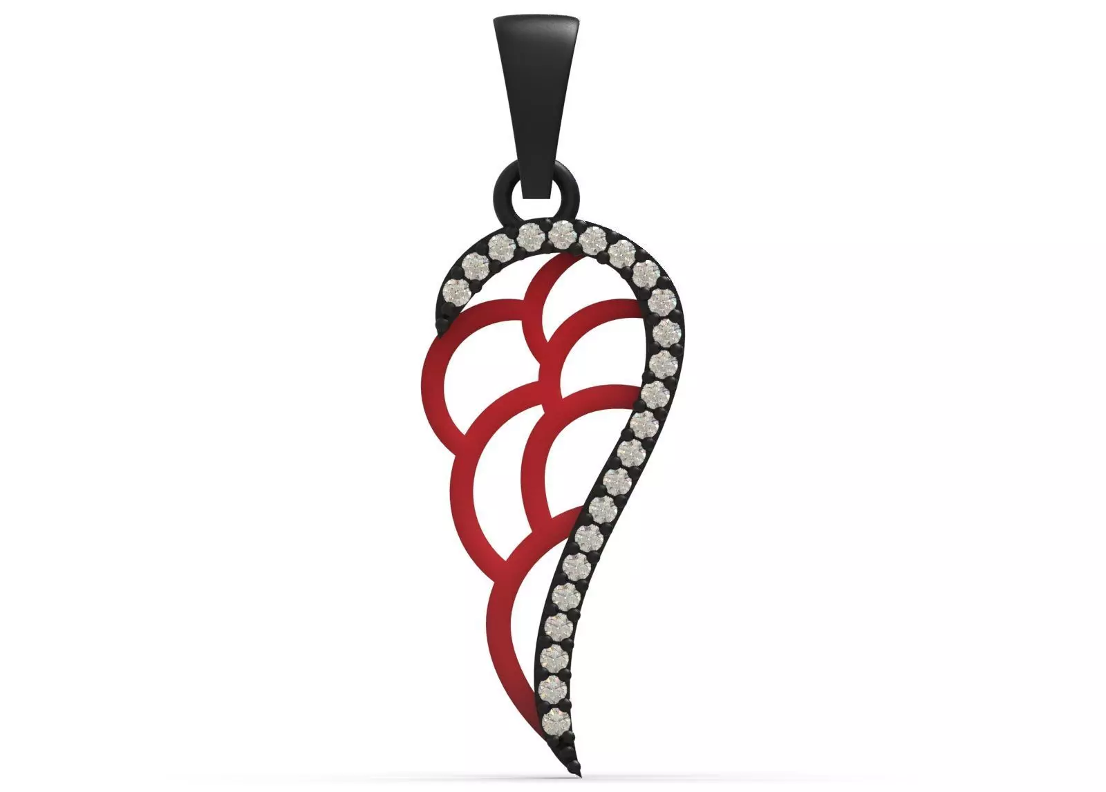 Two tone Angel Wing stl 3dm Pendant with Diamonds jp0358 3D print model_15