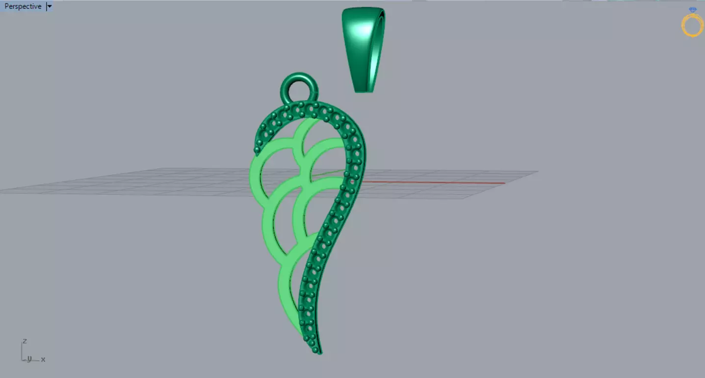 Two tone Angel Wing stl 3dm Pendant with Diamonds jp0358 3D print model_6