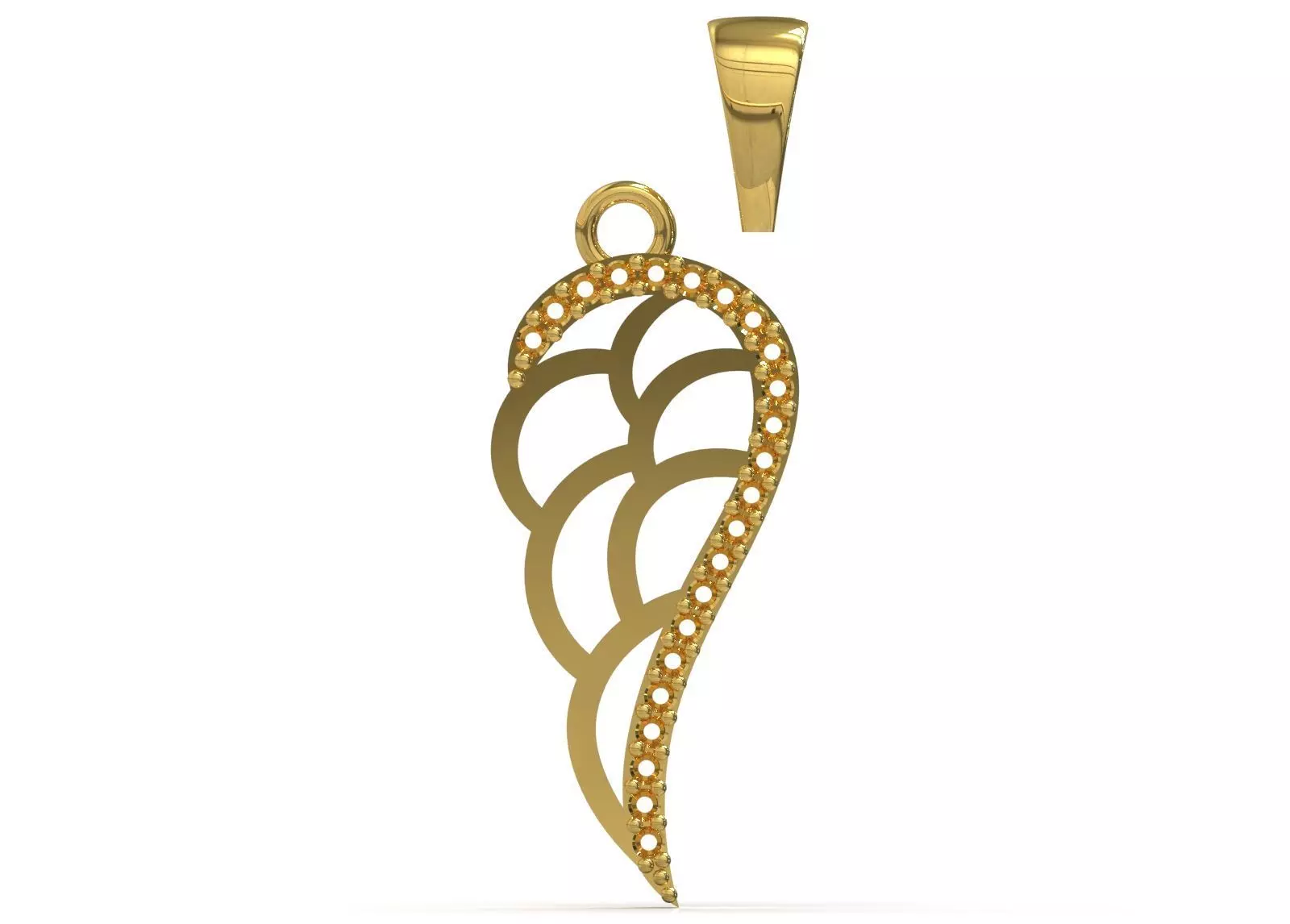 Two tone Angel Wing stl 3dm Pendant with Diamonds jp0358 3D print model_14