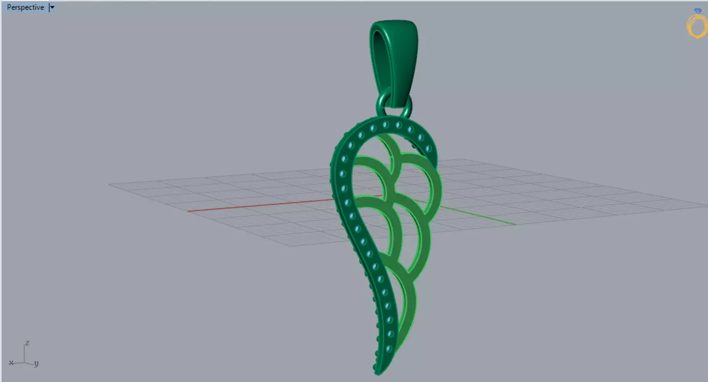 Two tone Angel Wing stl 3dm Pendant with Diamonds jp0358 3D print model_10