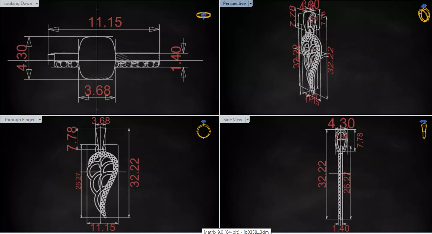 Two tone Angel Wing stl 3dm Pendant with Diamonds jp0358 3D print model_19