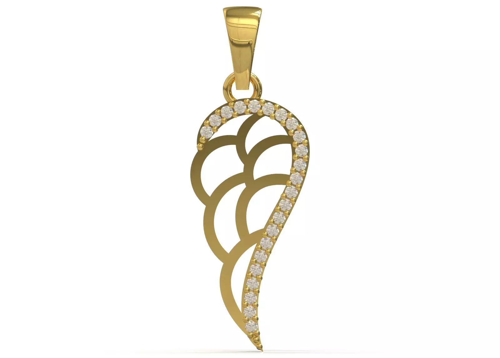 Two tone Angel Wing stl 3dm Pendant with Diamonds jp0358 3D print model_13