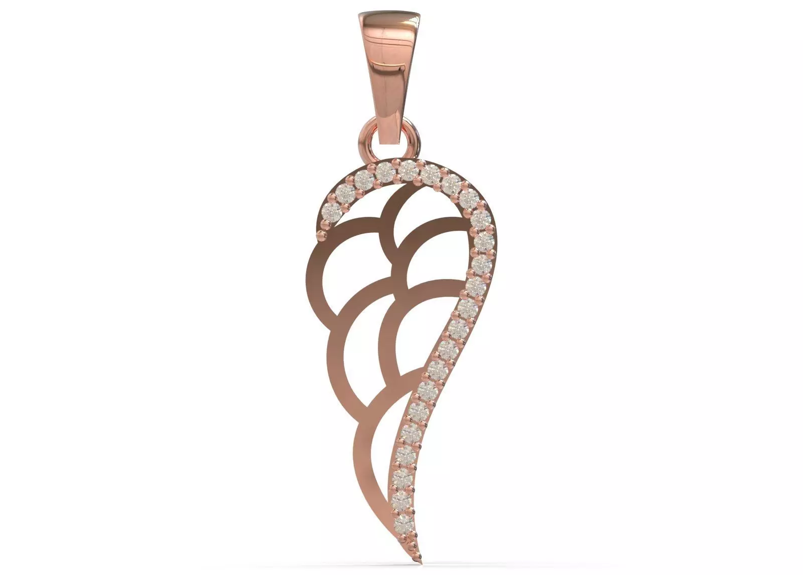 Two tone Angel Wing stl 3dm Pendant with Diamonds jp0358 3D print model_12