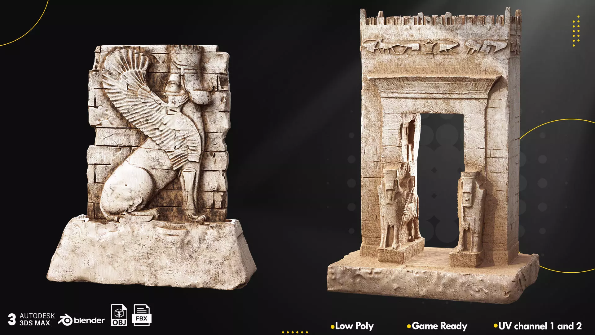 Persian Sculpture and Statue Low-poly 3D model_5