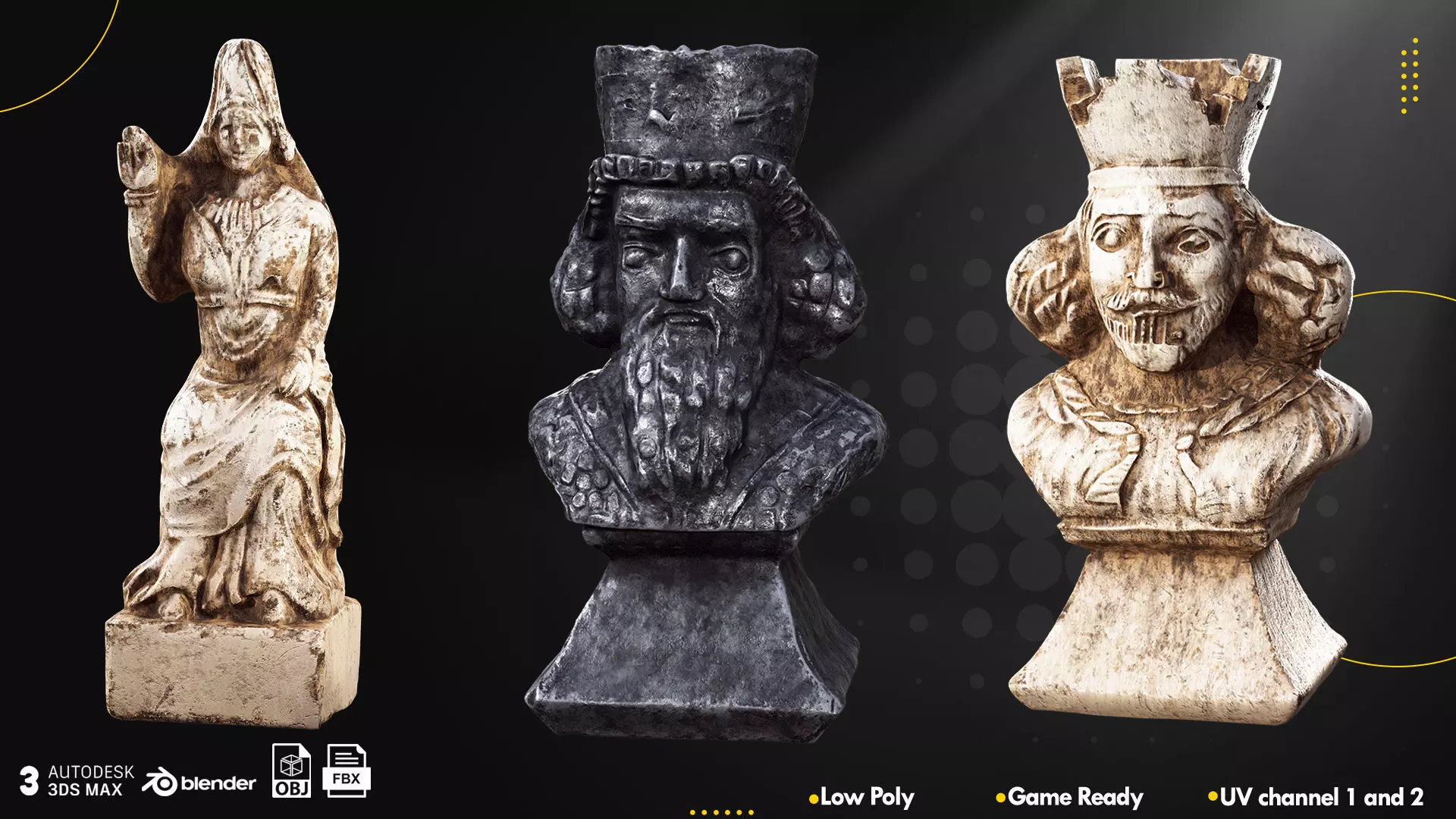 Persian Sculpture and Statue Low-poly 3D model_2