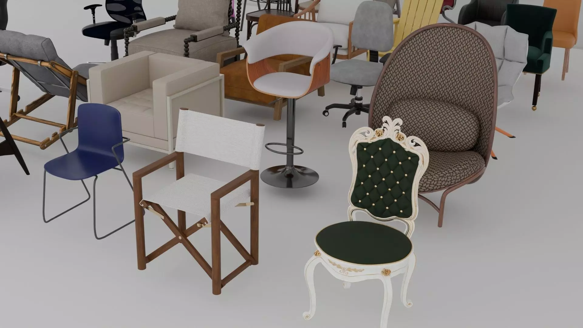 50 Realistic PBR Chair Collection Low-poly 3D model_3