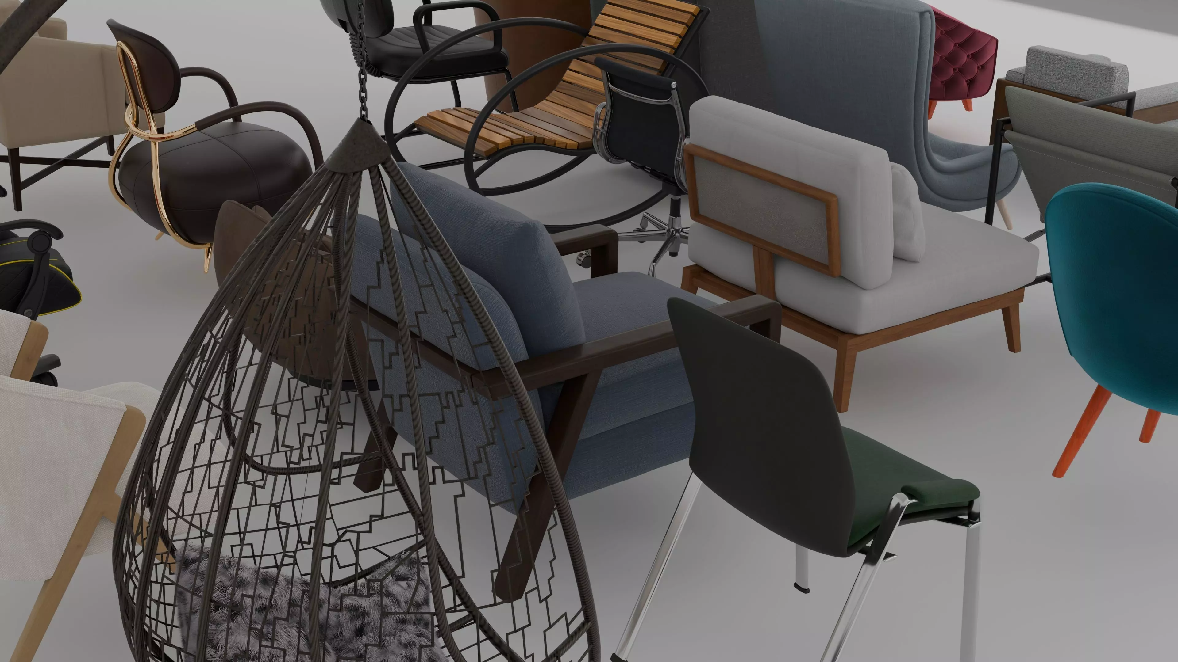50 Realistic PBR Chair Collection Low-poly 3D model_2
