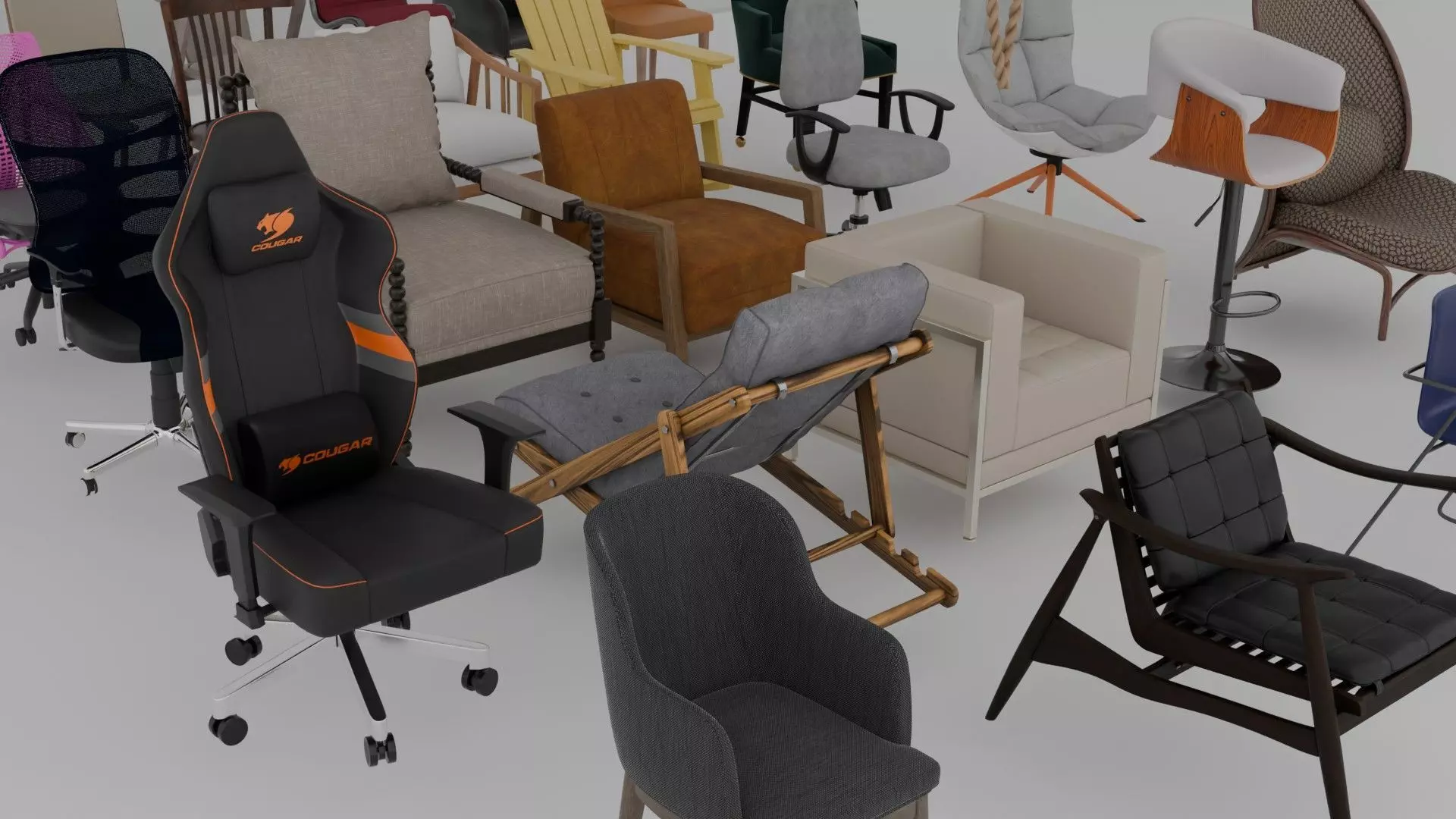 50 Realistic PBR Chair Collection Low-poly 3D model_4