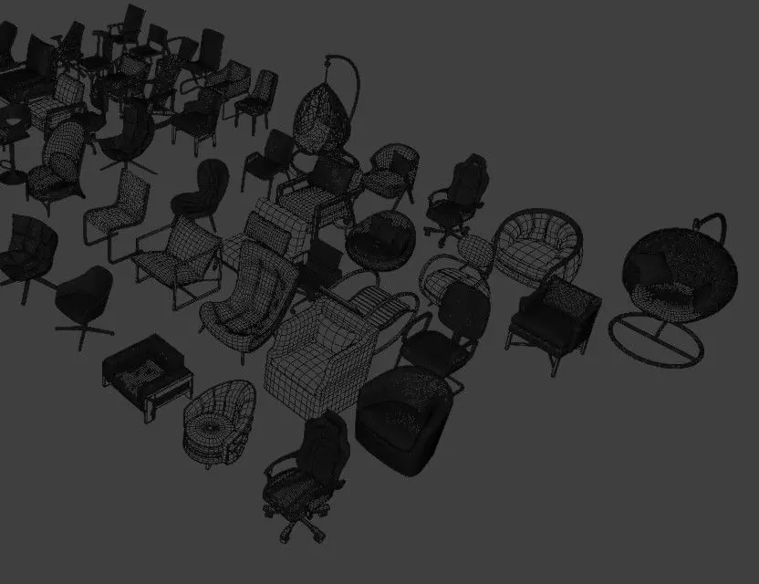 50 Realistic PBR Chair Collection Low-poly 3D model_5