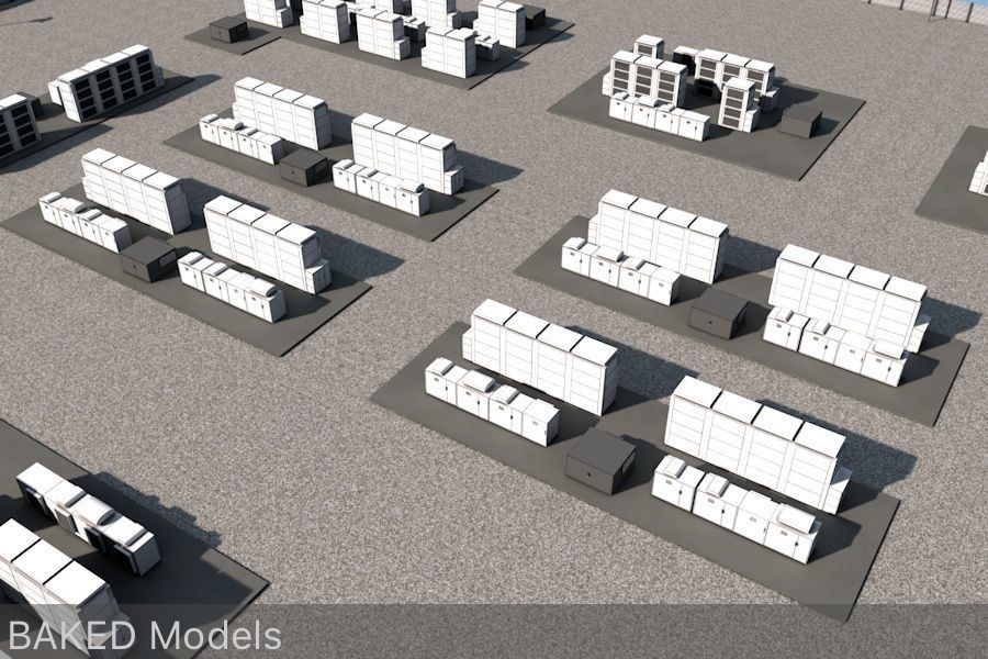 20 MegaWatt NAS Battery Park Ready to Render Low-poly 3D model_9