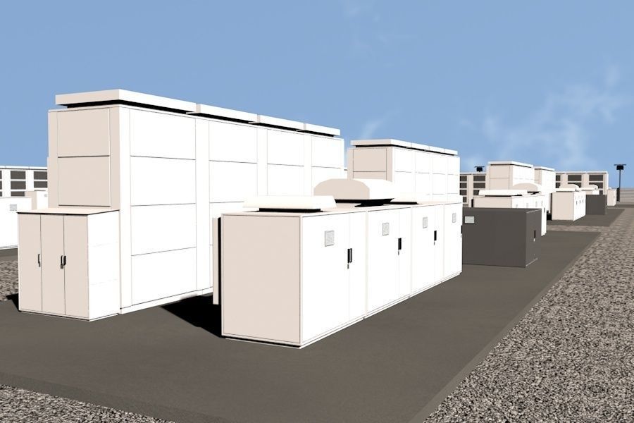 20 MegaWatt NAS Battery Park Ready to Render Low-poly 3D model_4