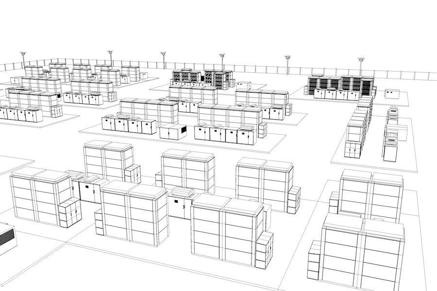 20 MegaWatt NAS Battery Park Ready to Render Low-poly 3D model_15