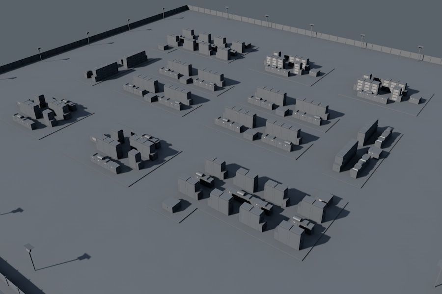 20 MegaWatt NAS Battery Park Ready to Render Low-poly 3D model_13