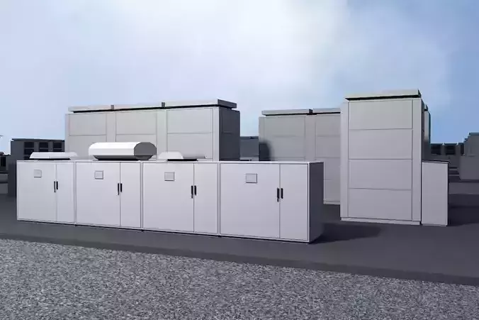 20 MegaWatt NAS Battery Park Ready to Render Low-poly 3D model